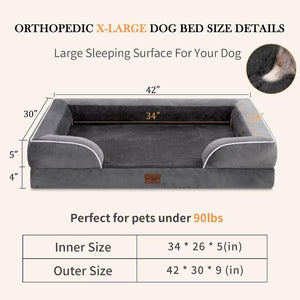 Orthopedic Comfy Dog Bed - Dark Grey Extra Large
