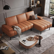 Load image into Gallery viewer, Modern Faux Leather L-Shaped Sectional Couch - Orange
