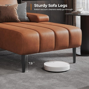 Modern Faux Leather L-Shaped Sectional Couch - Orange